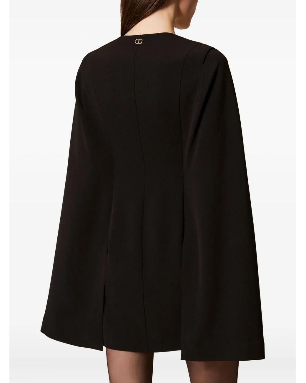 Twinset Black V-Neck Cape Dress