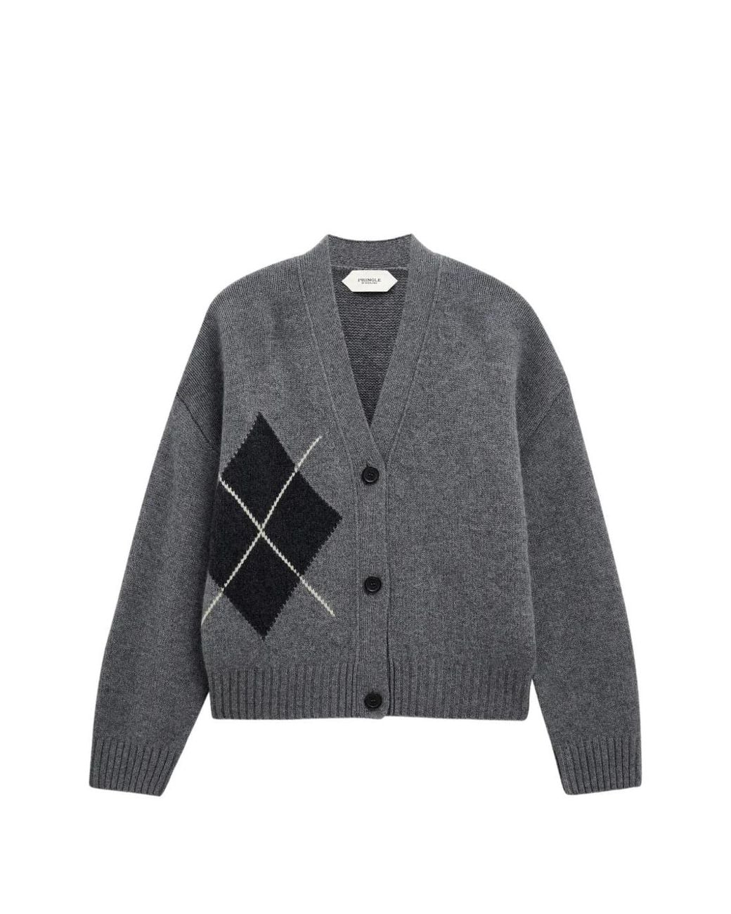 Pringle of Scotland Gray Argyle Cashmere Cardigan