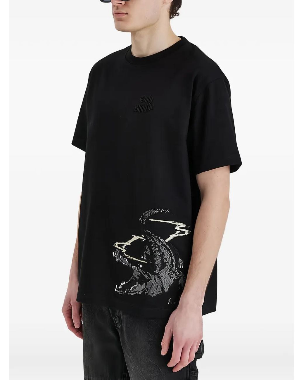 Only the Blind Black Crew-Neck T-Shirt for men
