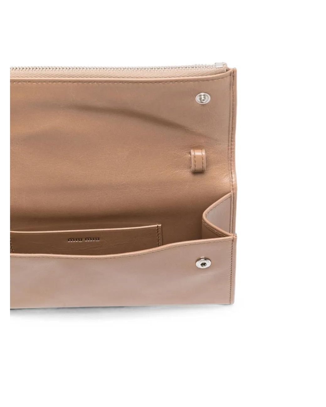 Miu Miu Natural Logo-Embossed Leather Cross Body Bag