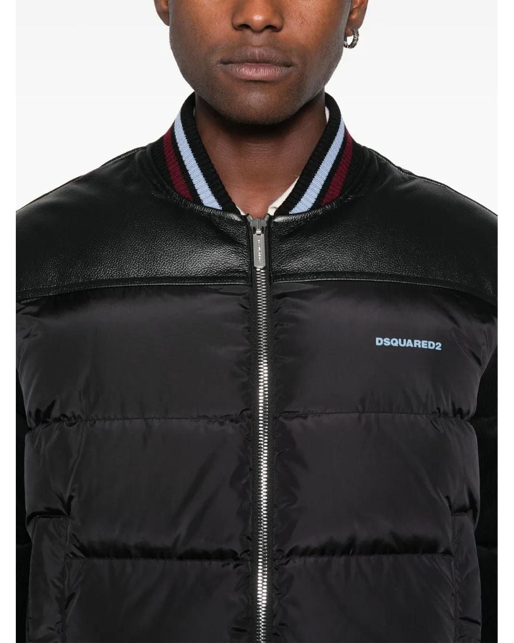 DSquared² Mixed Puffer Bomber in Black für Herren
