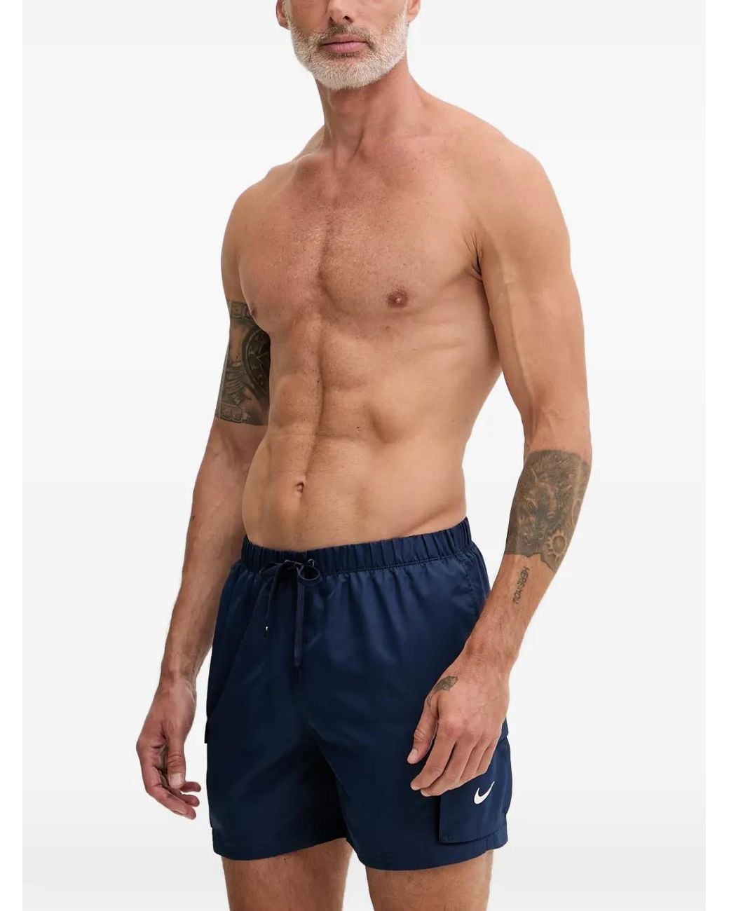 Nike Blue Logo-Embroidered Cargo Swim Shorts for men