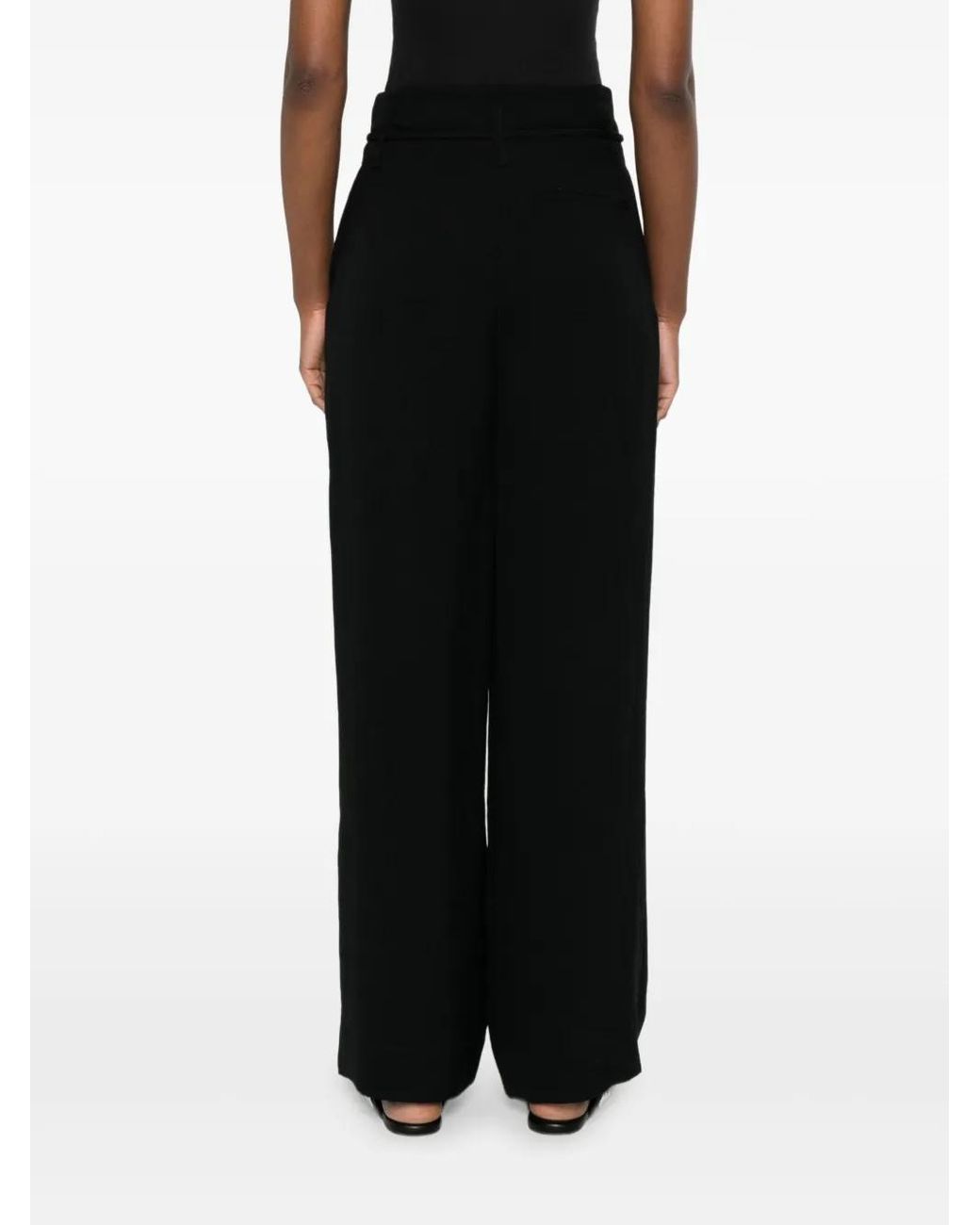 Nanushka Black High-Waist Belt Trousers