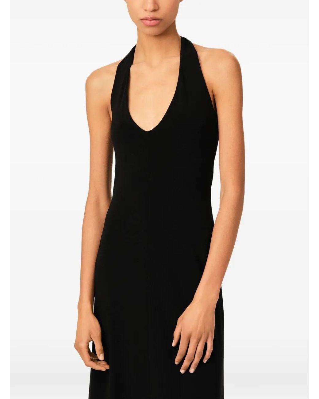 AMI Black Jersey Halter Midi Dress
