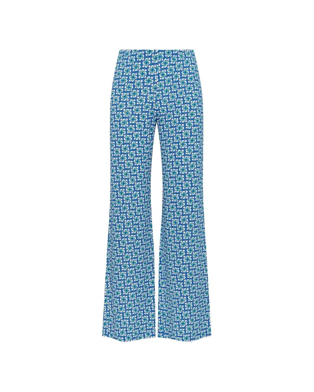 Maliparmi Blue Flared Patterned Trousers