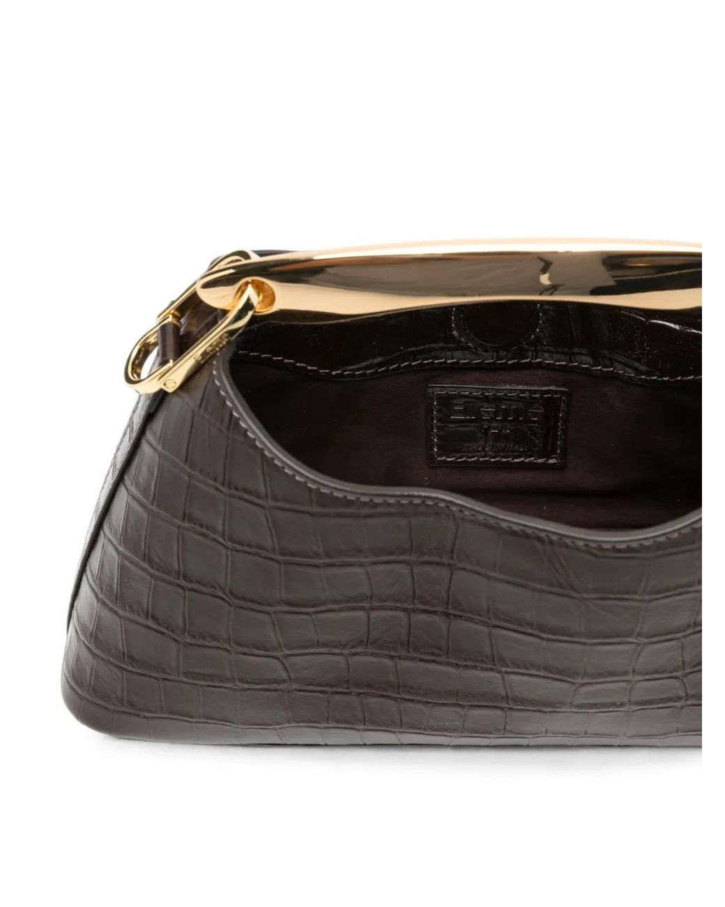 Elleme Black Mini Boomerang Croc-Effect Leather Tote Bag