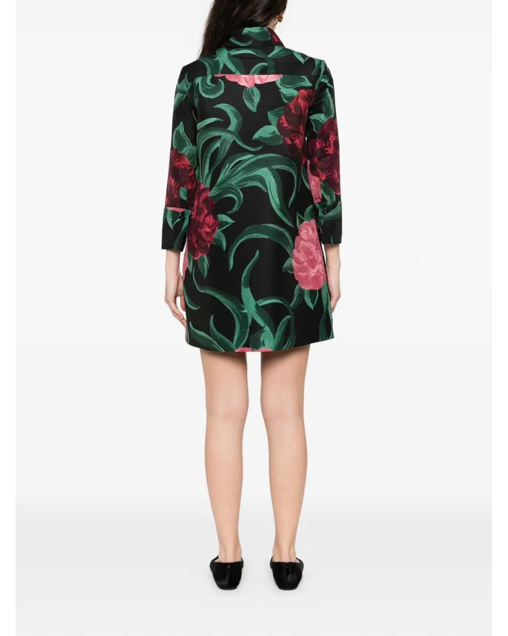 LaDoubleJ Black Floral-Pattern Mini Dress