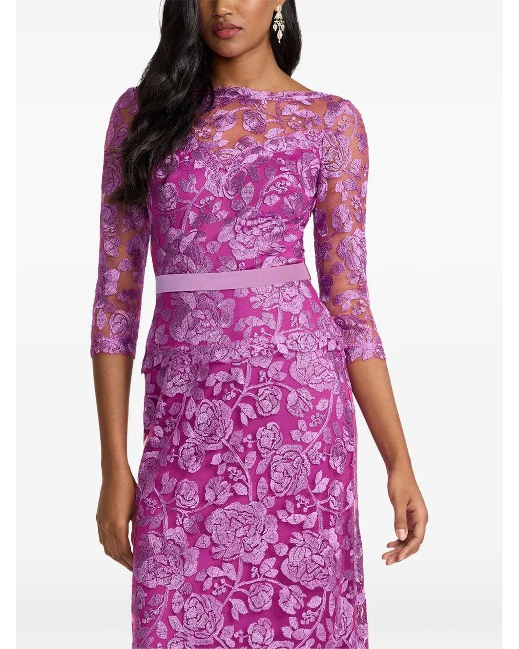 Tadashi Shoji Pink Floral Lace Dress