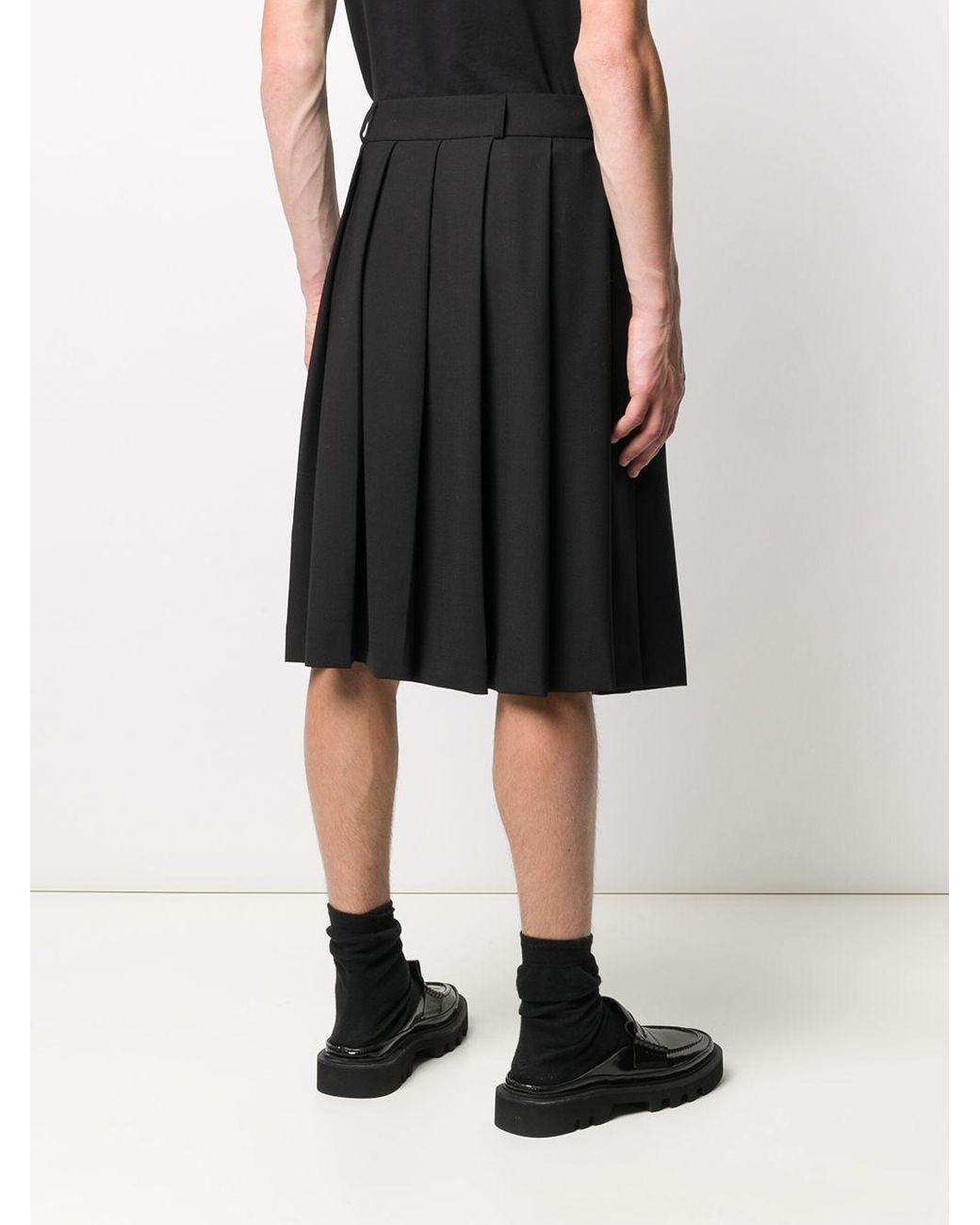 Ami Paris Pleated Skirt in Black for Men | Lyst