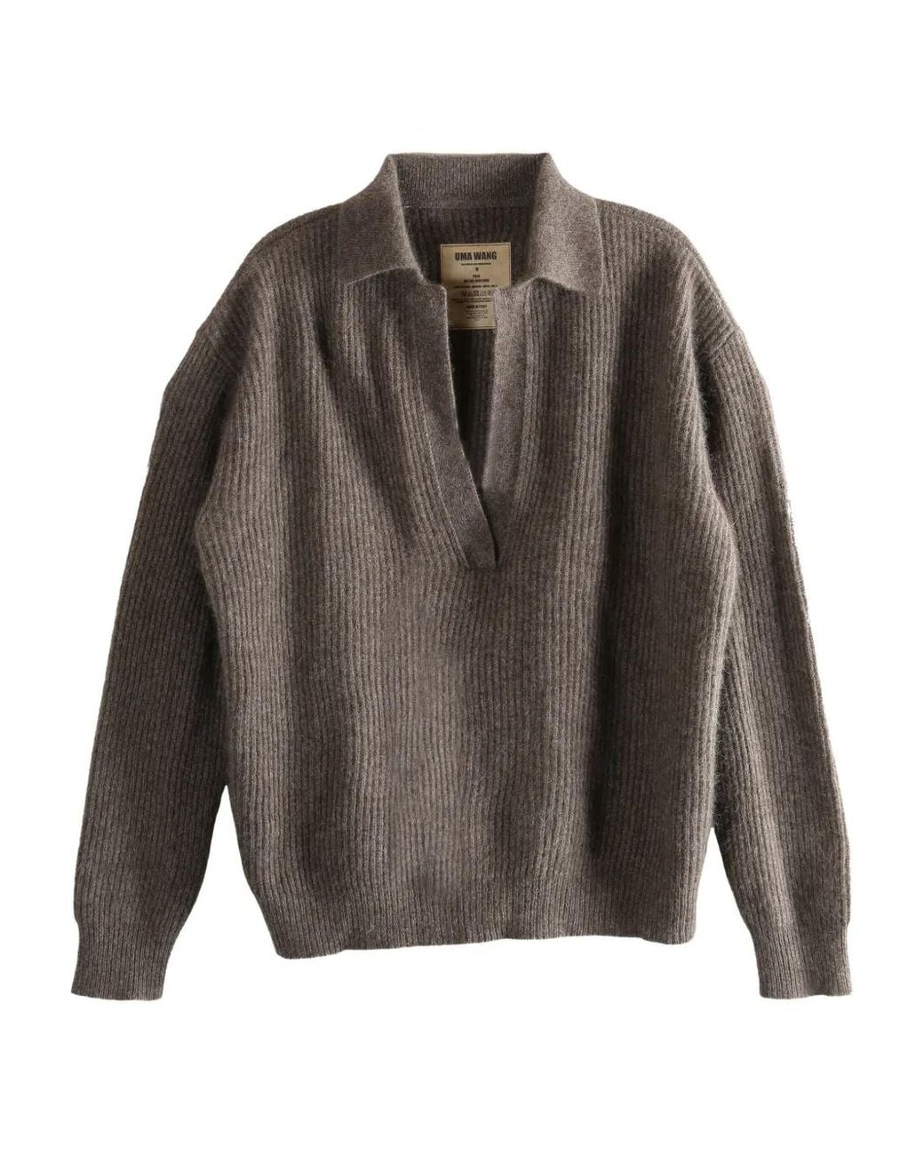 Uma Wang Gray V-Neck Polo Top