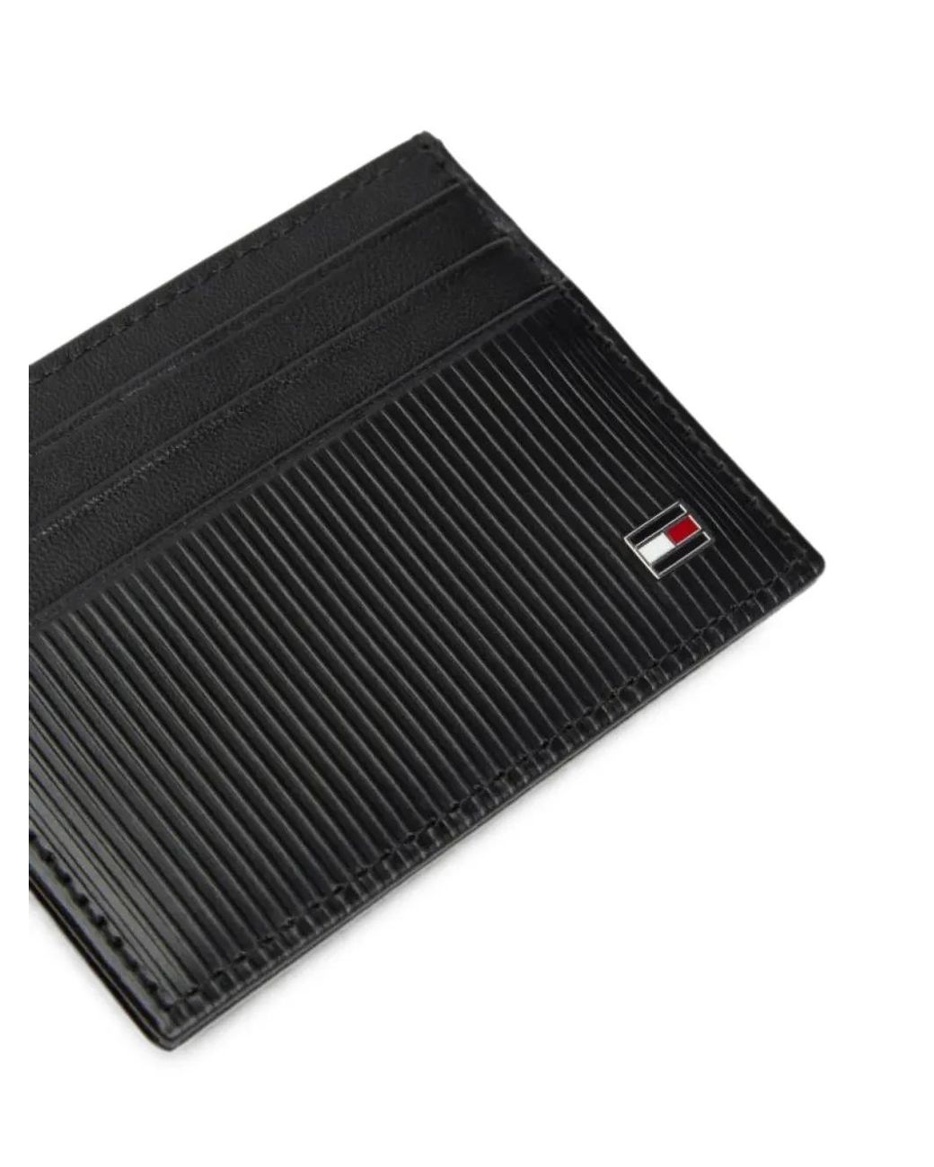 Tommy Hilfiger Black Flag-Plaque Ribbed Card Holder for men