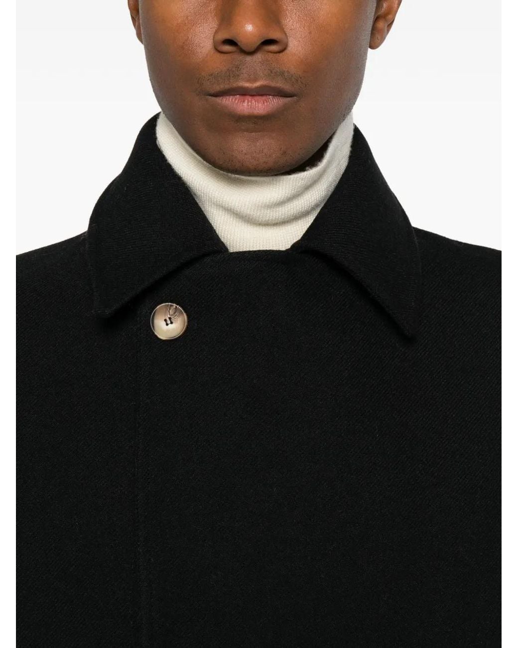 officina sartoriale Black Double-Breasted Coat for men