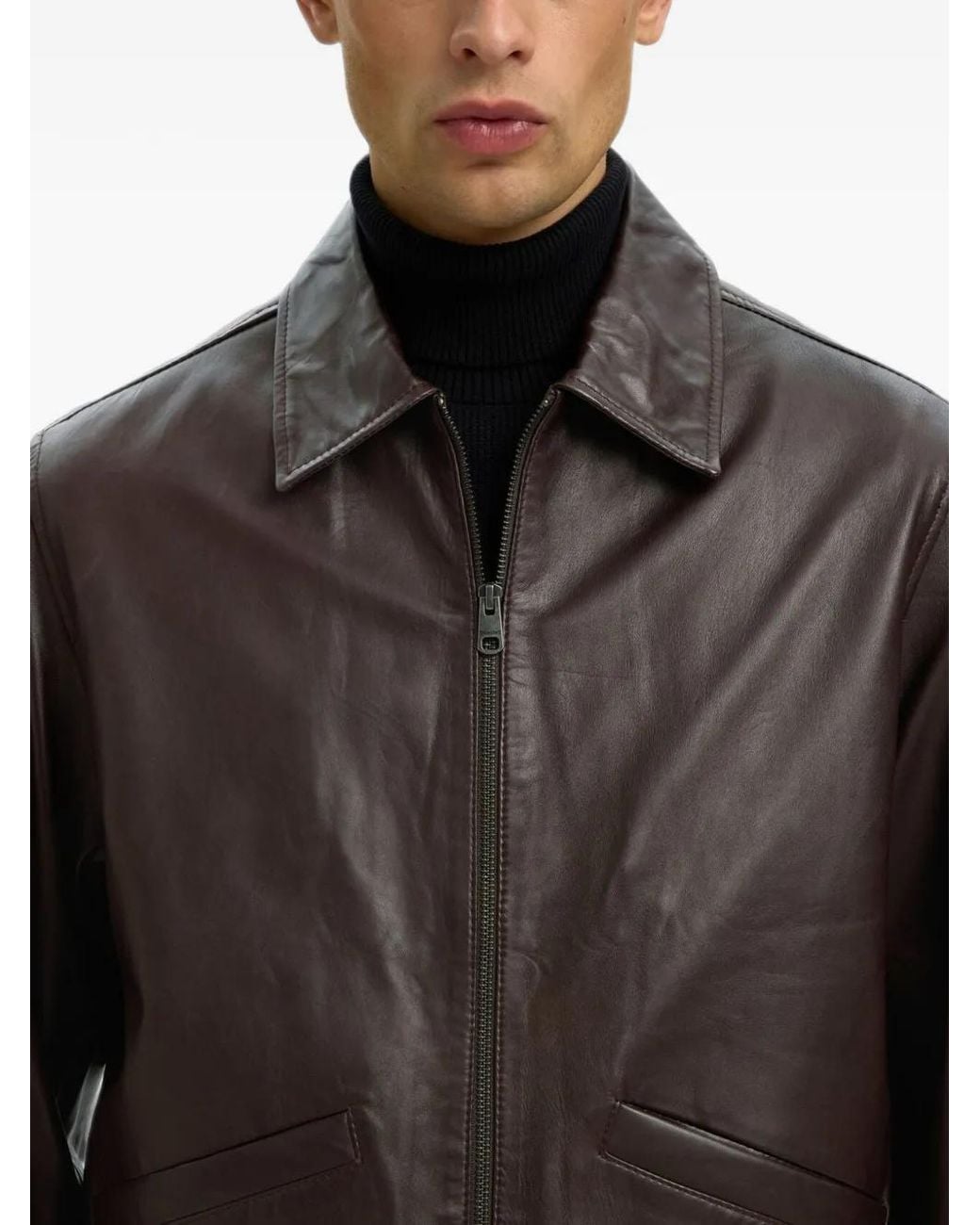SELECTED Black Scott Leather Jacket for men