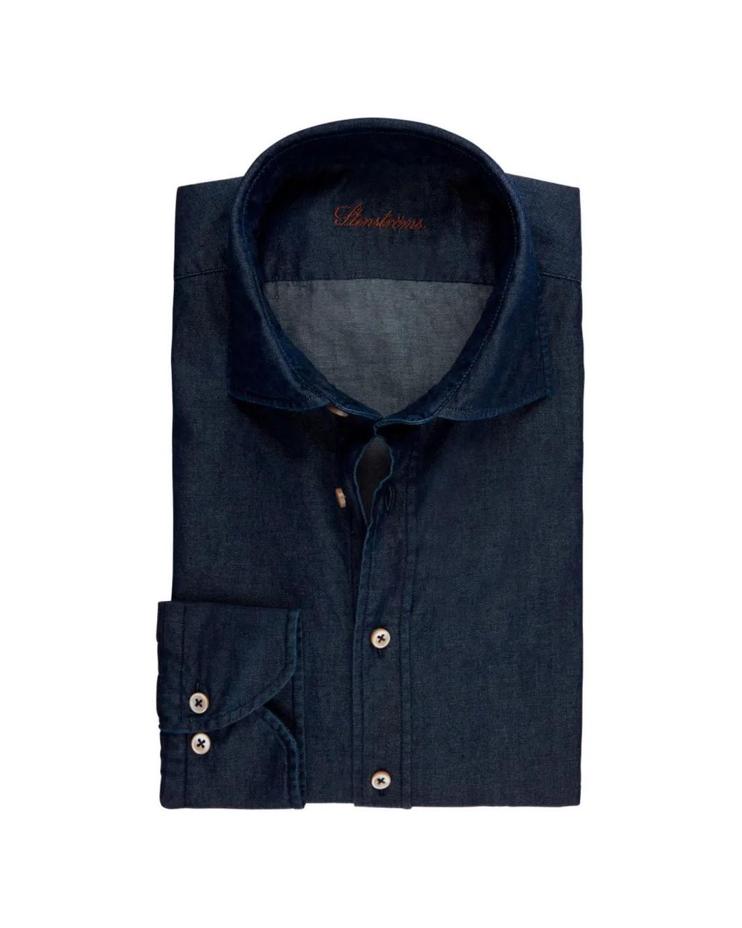 Stenstroms Blue Cutaway-Collar Denim Shirt for men