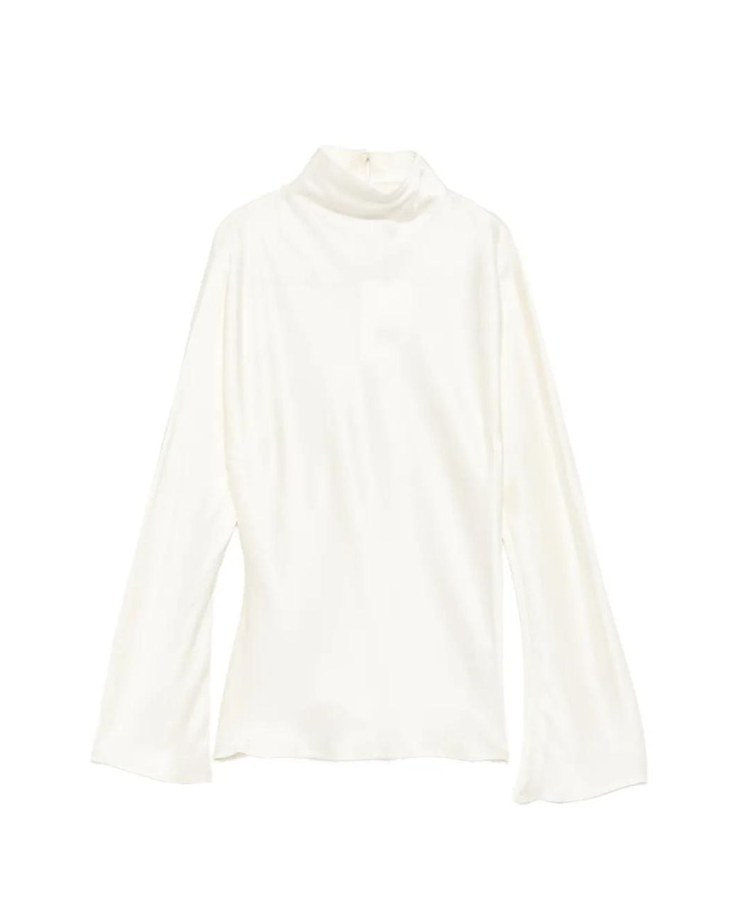 Rohe White High-Neck Button-Back Top