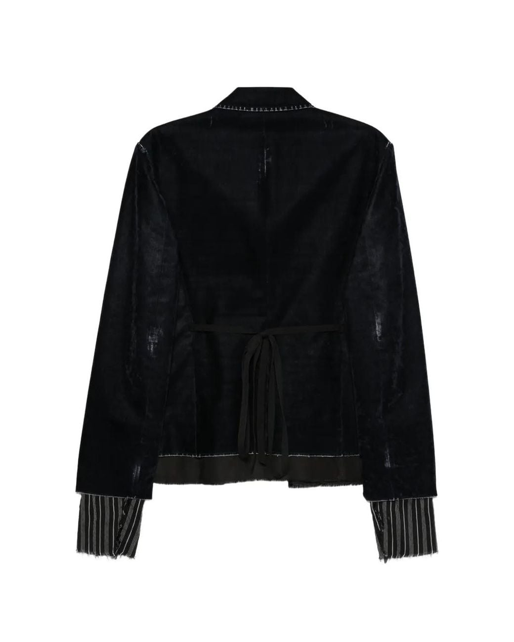 Ann Demeulemeester Black Logo-Patch Layered Jacket for men