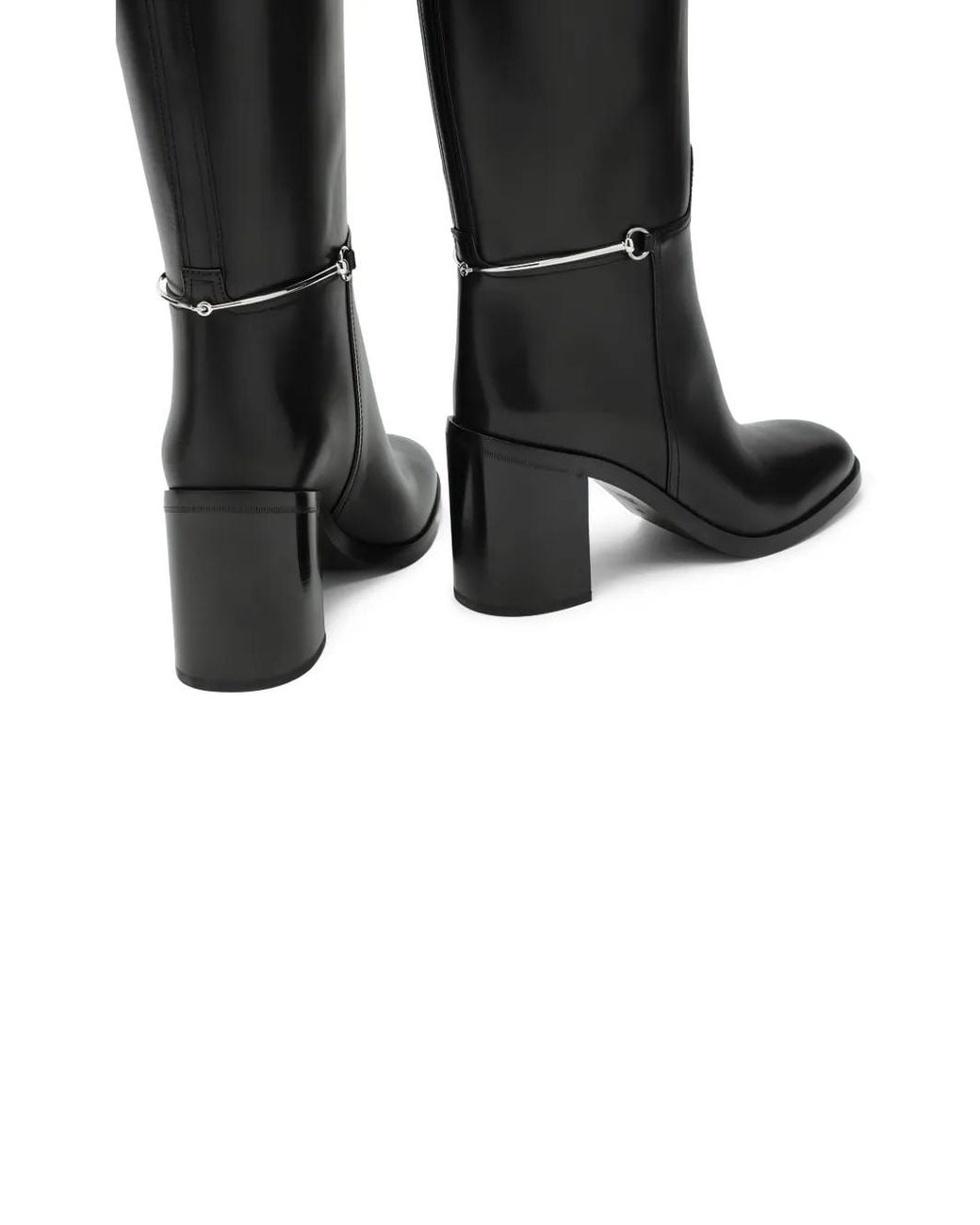 Gucci Black 85Mm Horsebit-Detail Leather Boots