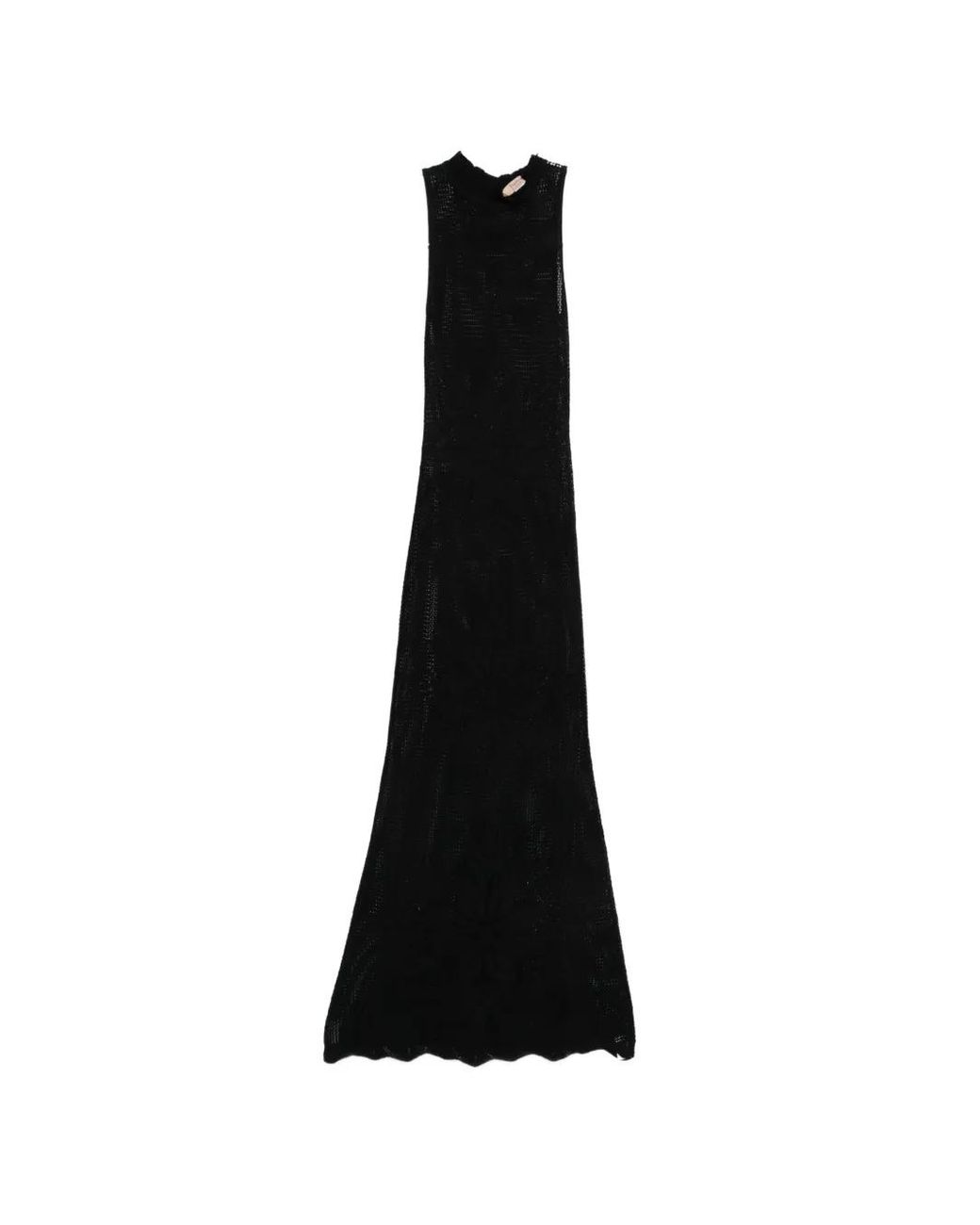 Twinset Black Long Floral Knit Dress
