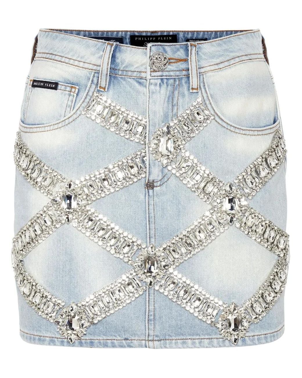 Philipp Plein Blue Mini Skirt