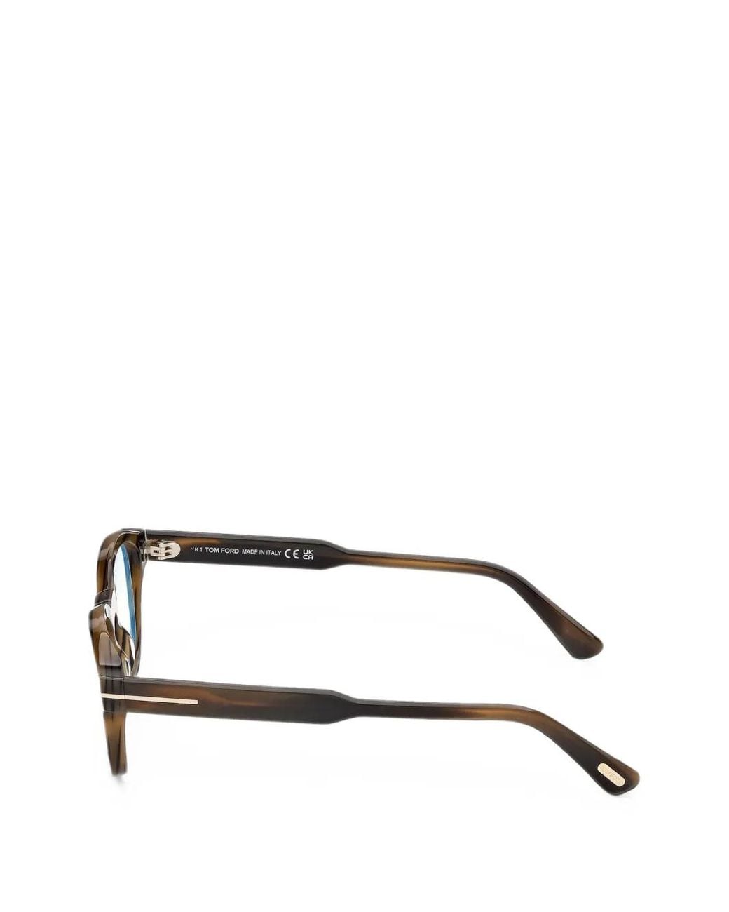 Tom Ford Brown Tortoiseshell-Effect Round-Frame Glasses for men