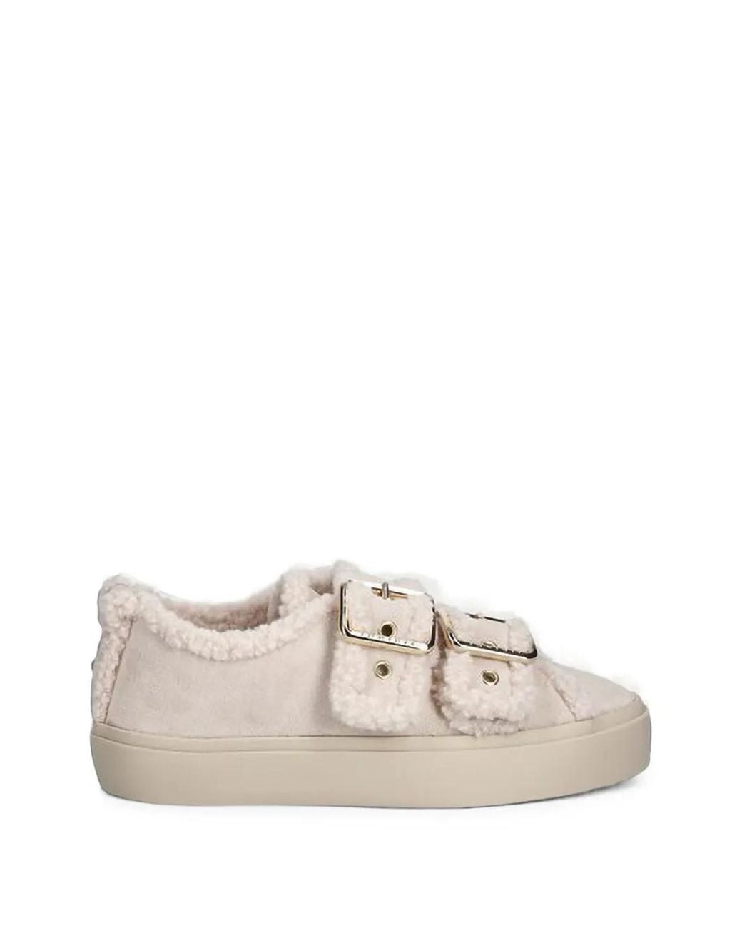 Inuikii Natural Shearling-Trim Buckled Sneakers