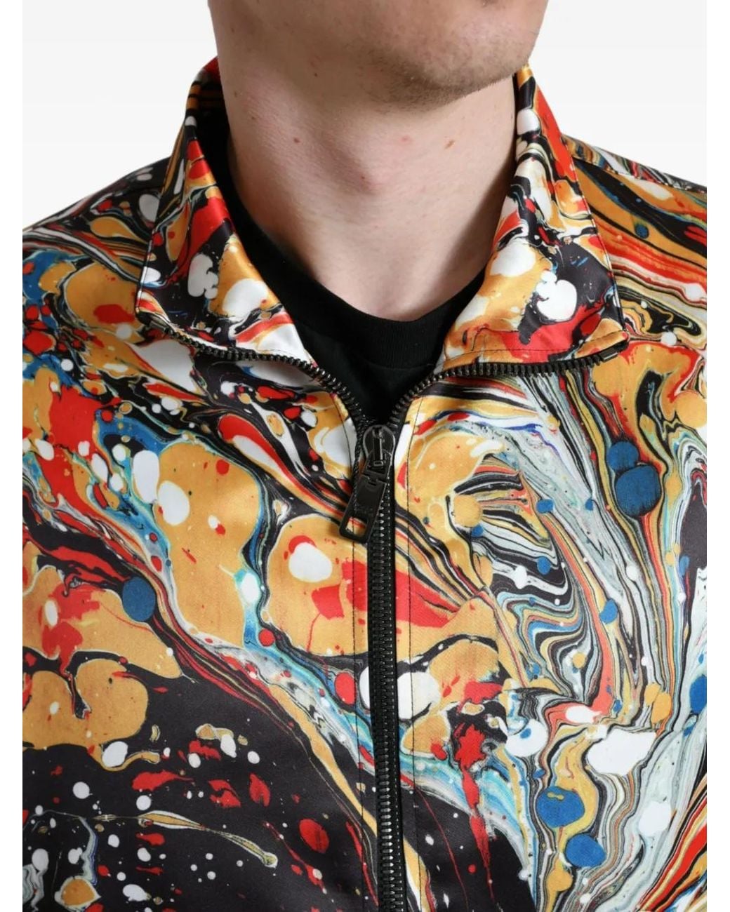 Dolce & Gabbana Black Marble-Print Lightweight Jacket for men