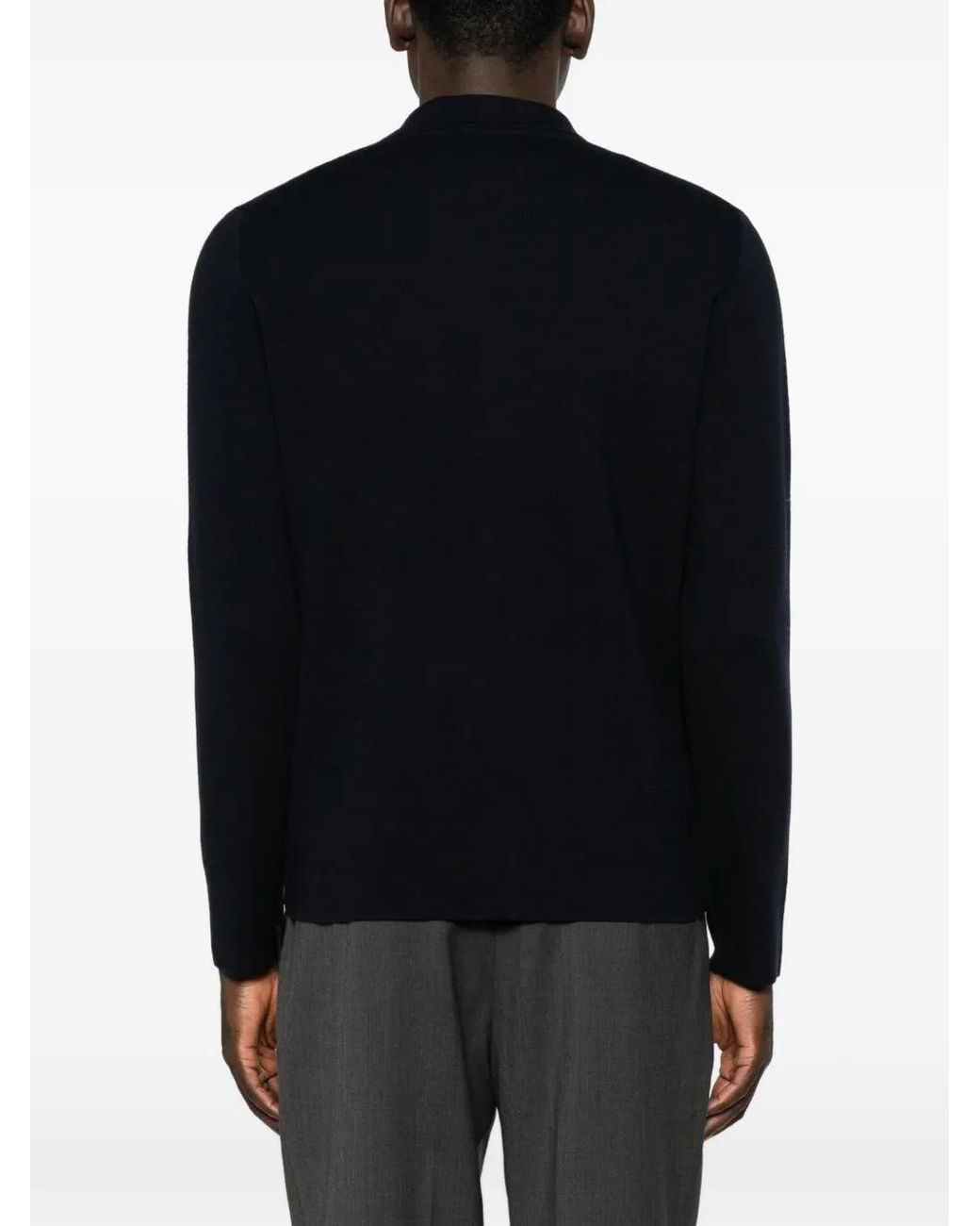 Zanone Black Button-Up Chest-Pocket Cardigan for men