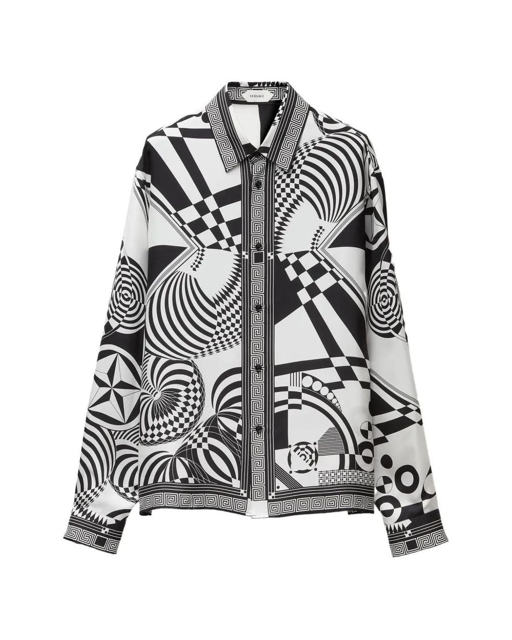 Versace White Printed Silk Twill Regular Shirt for men