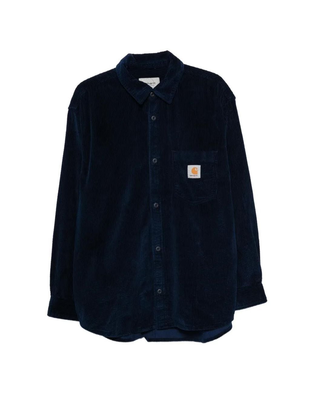 Carhartt Blue Loyde Corduroy Logo-Patch Shirt for men