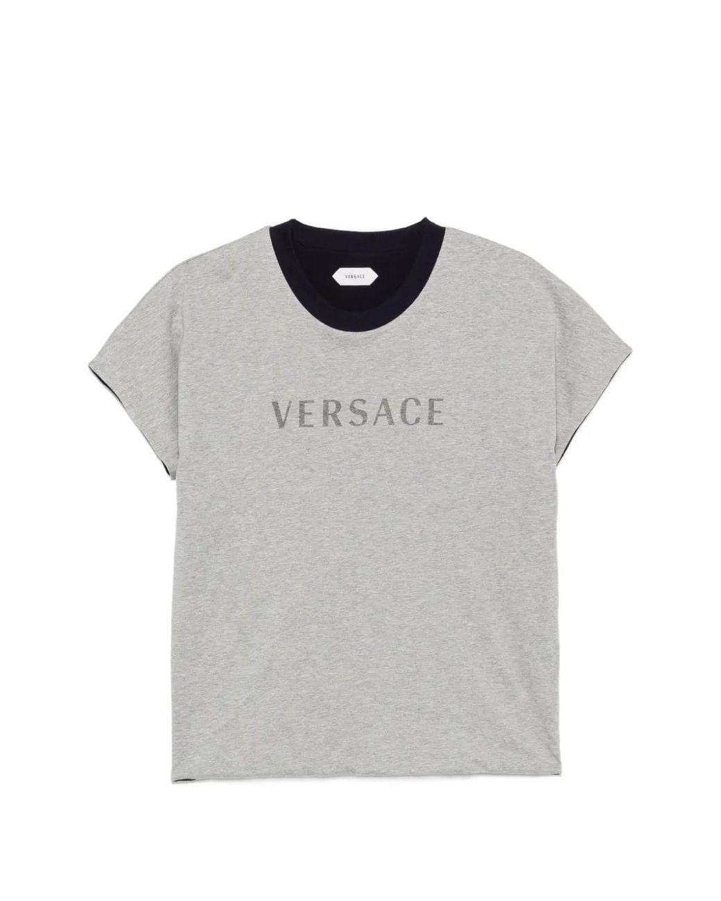 Versace Gray Logo-Print Reversible T-Shirt for men