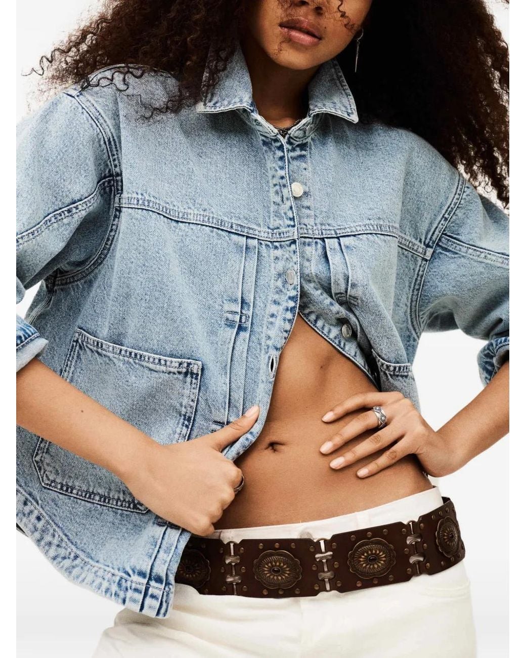 Ba&sh Blue Juno Patch-Pocket Jacket