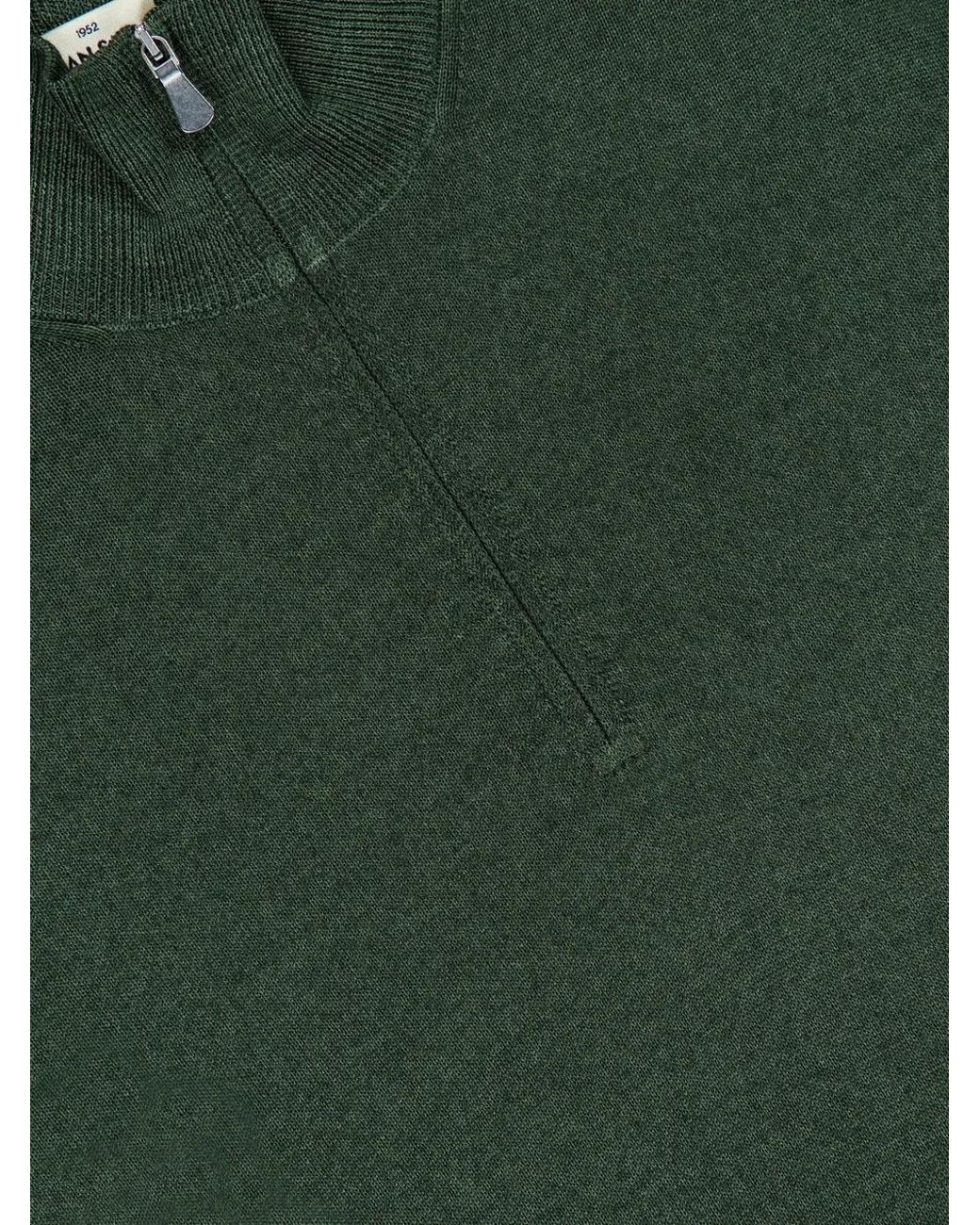 Gran Sasso Green Quarter-Zip Wool Sweater for men
