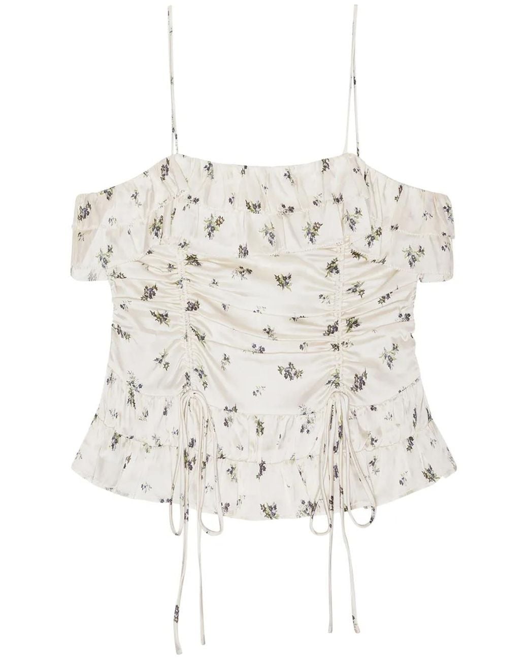Ganni Gedrapeerde Top in het White