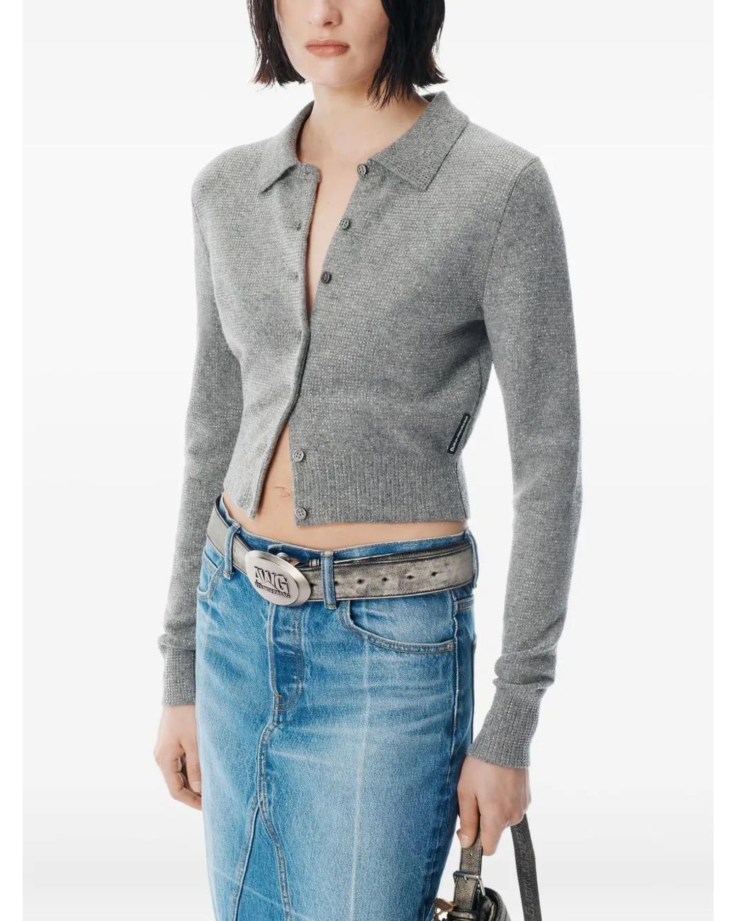 Alexander Wang Gray Embellished Cardigan