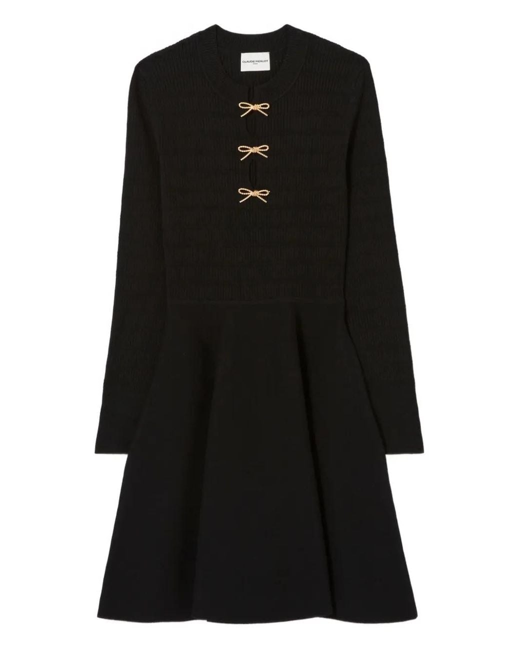 Claudie Pierlot Black Short Knitted Dress With Knots