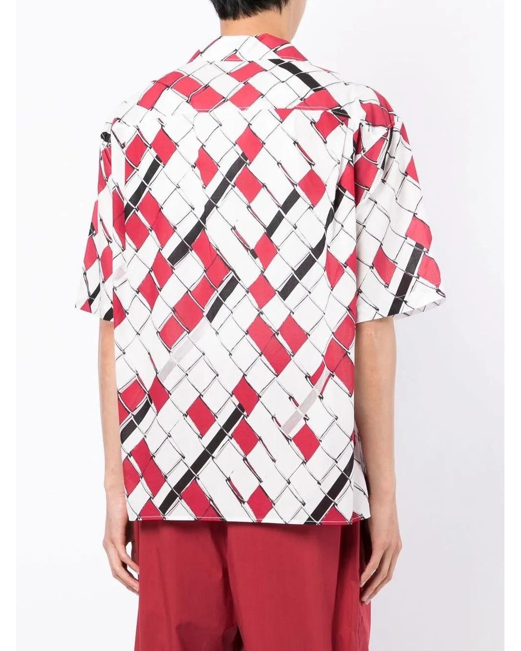 3.1 Phillip Lim Red Woven-Print Short-Sleeved Shirt for men