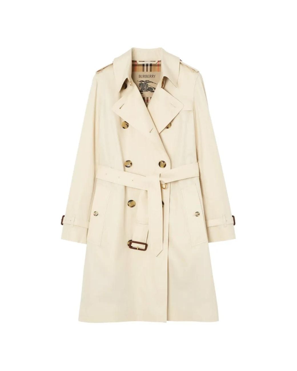 Burberry Natural Mid-Length Tropical Gabardine Kensington Trench Coat