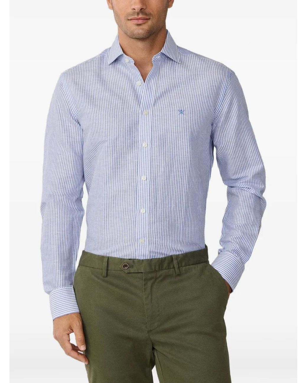 Hackett Blue Bengal-Stripe Kent-Collar Shirt for men