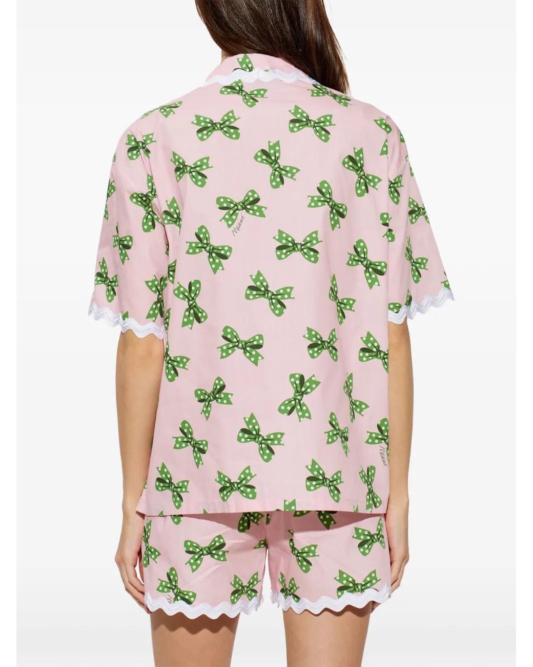Moschino White Bow-Print Short-Sleeve Shirt