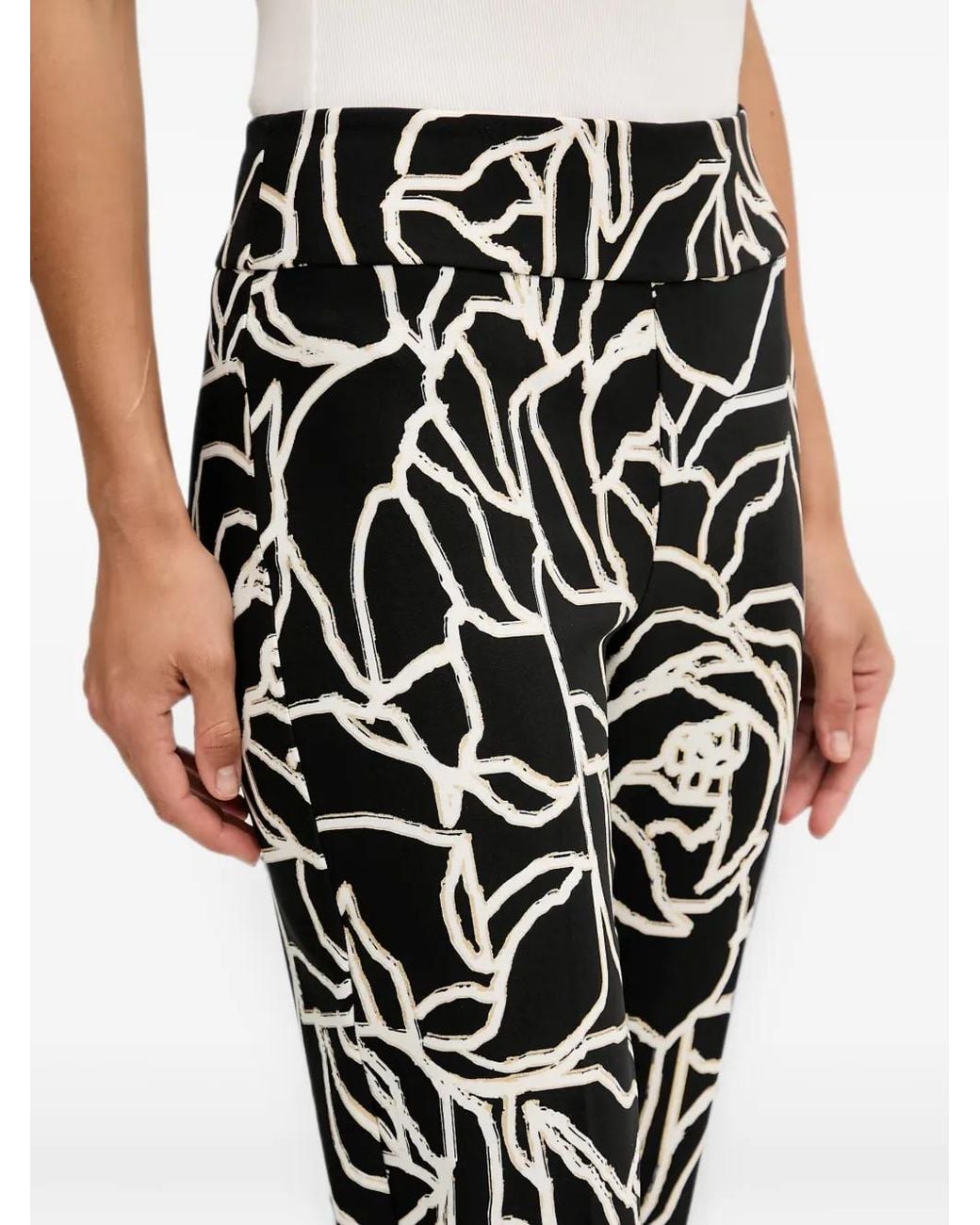 Joseph Ribkoff Black Abstract-Print Trousers