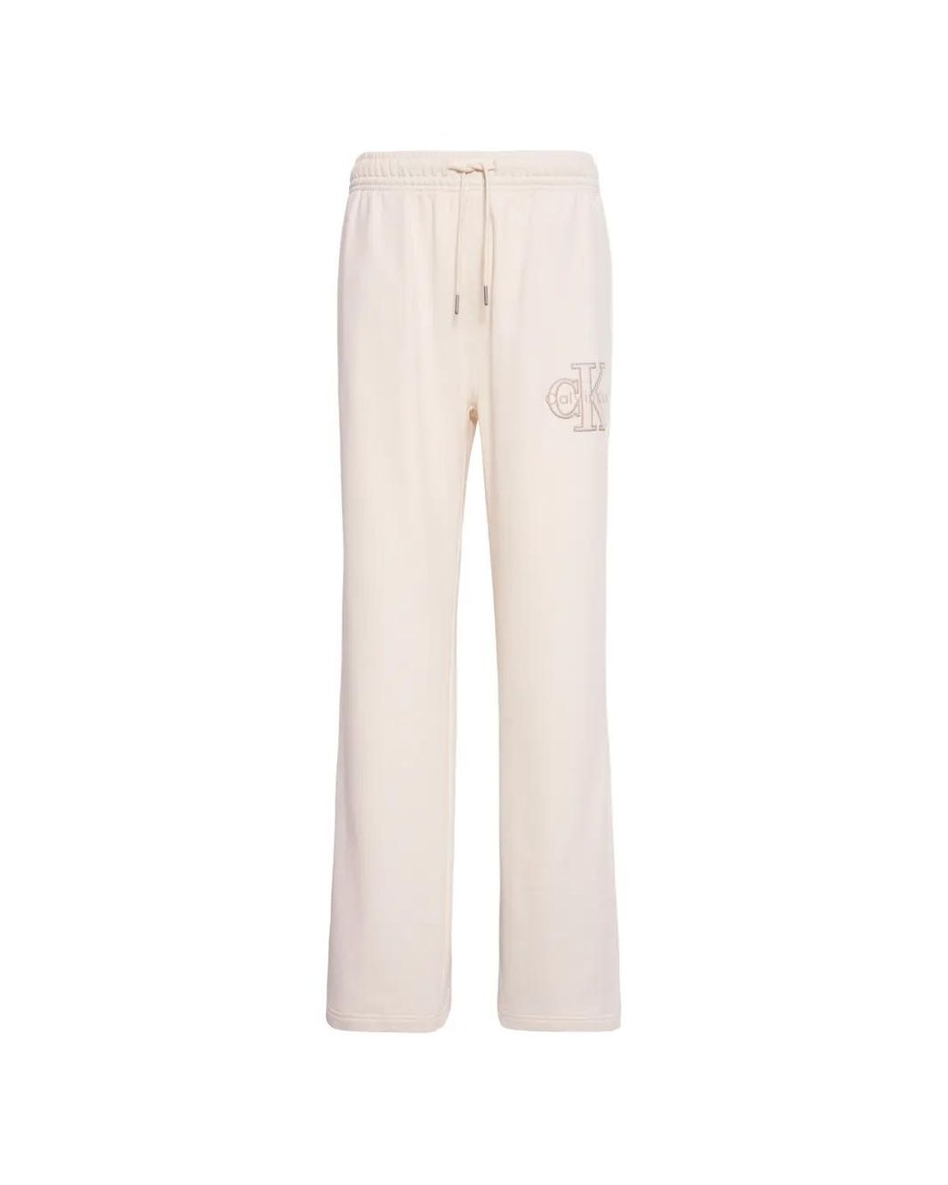 Calvin Klein White Logo-Embroidered Drawstring Track Pants