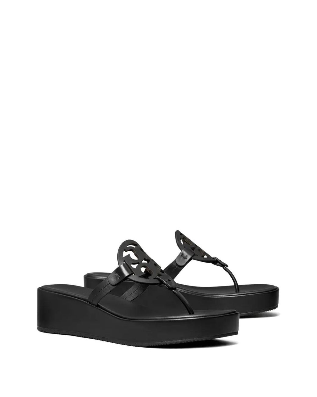 Tory Burch Black Miller Wedge Sandals