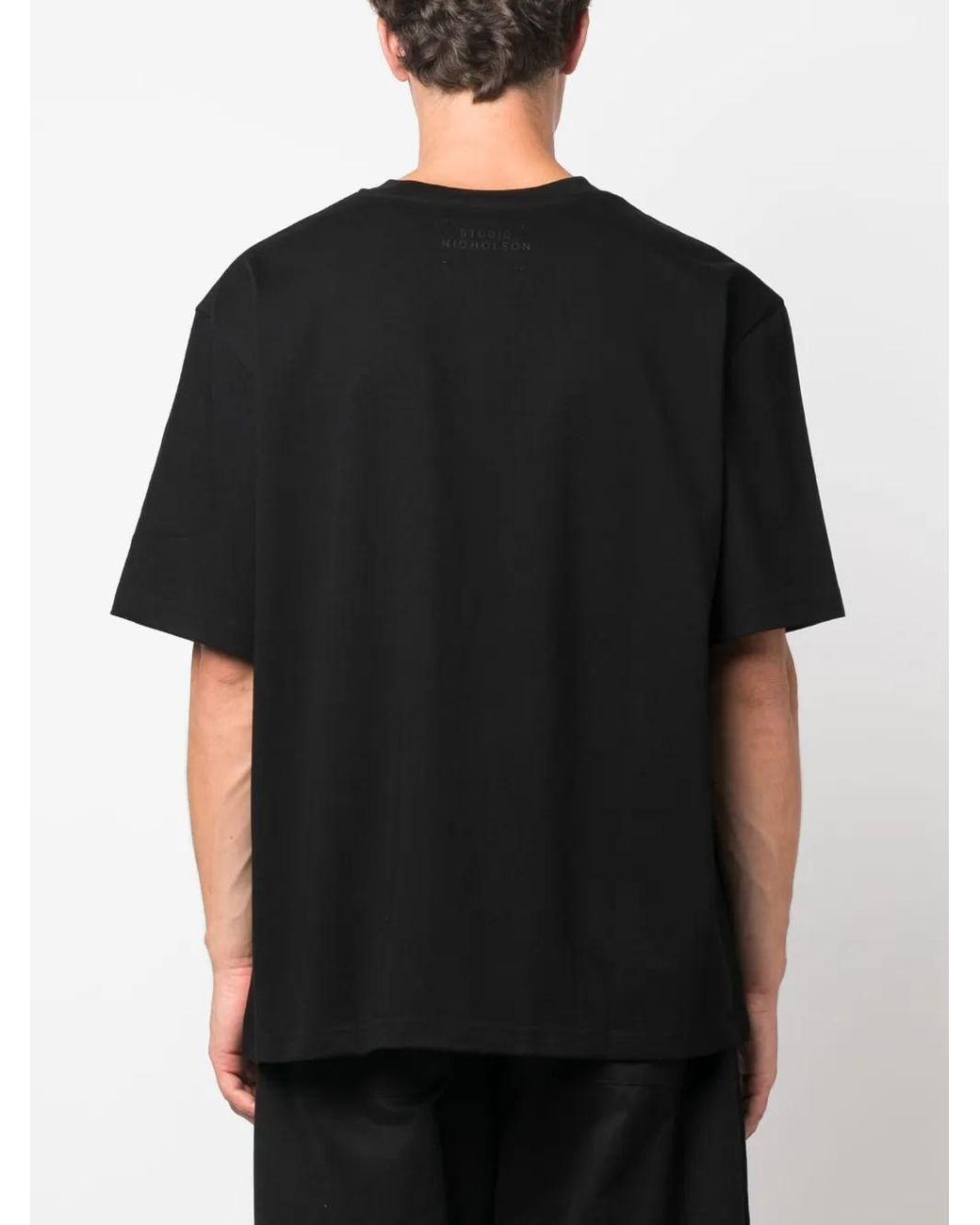 Studio Nicholson Black Crew-Neck Cotton T-Shirt for men