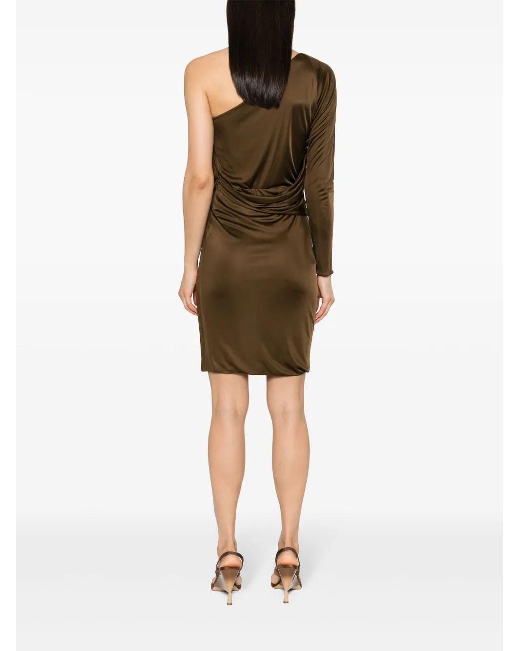 Emilio Pucci Green Asymmetric Draped Midi Dress