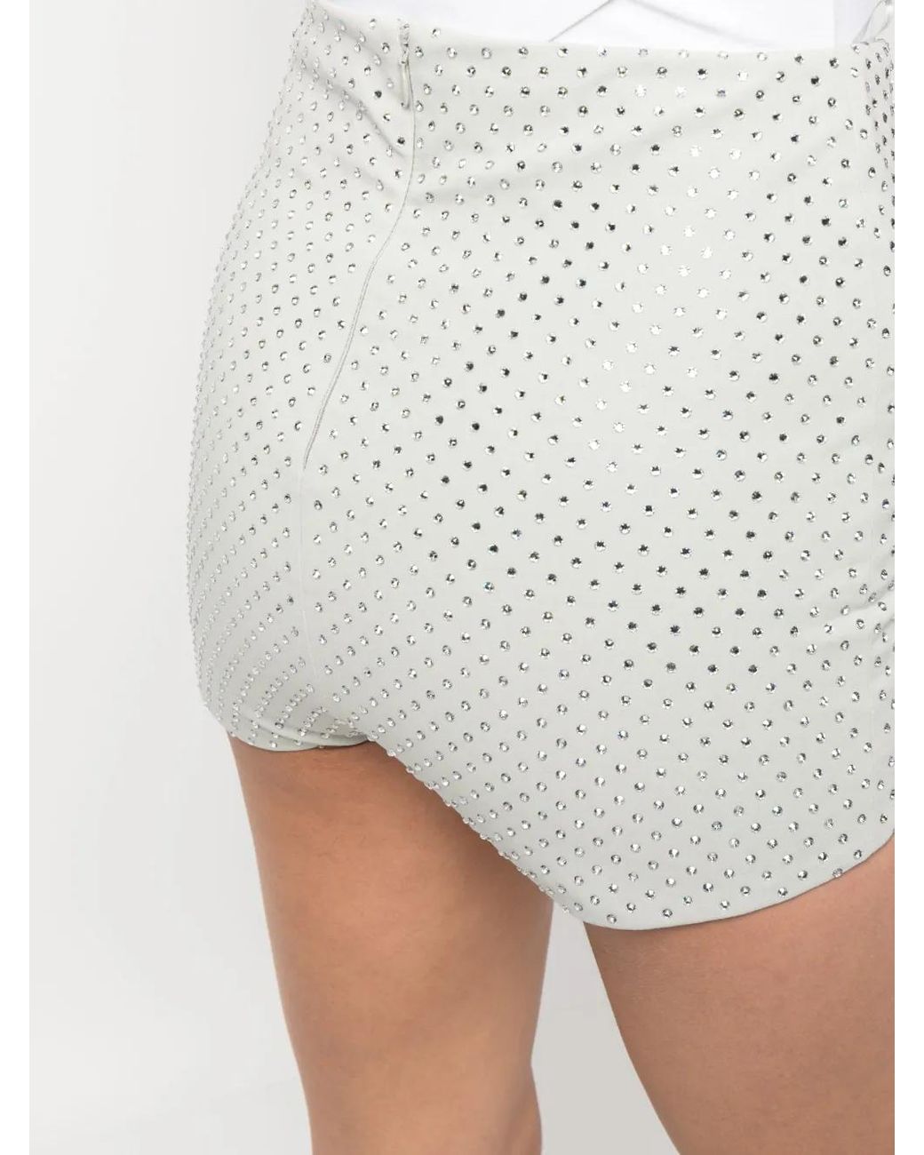 Philosophy Di Lorenzo Serafini White Crystal-Embellished Mini Shorts