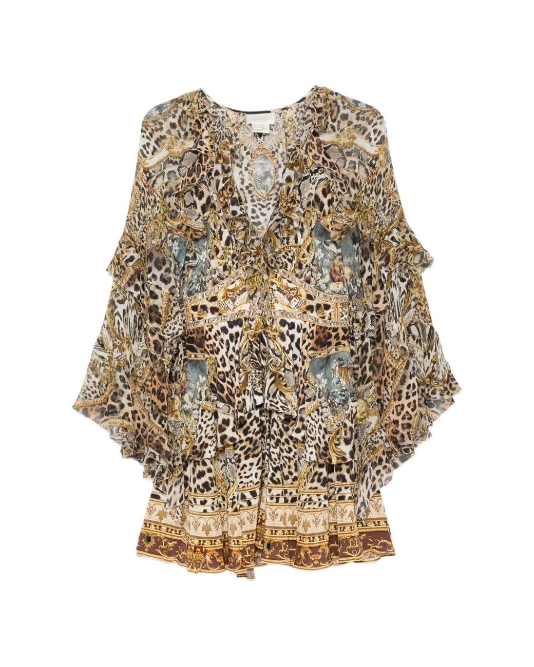 Camilla Natural Ruffled Silk Mini Dress