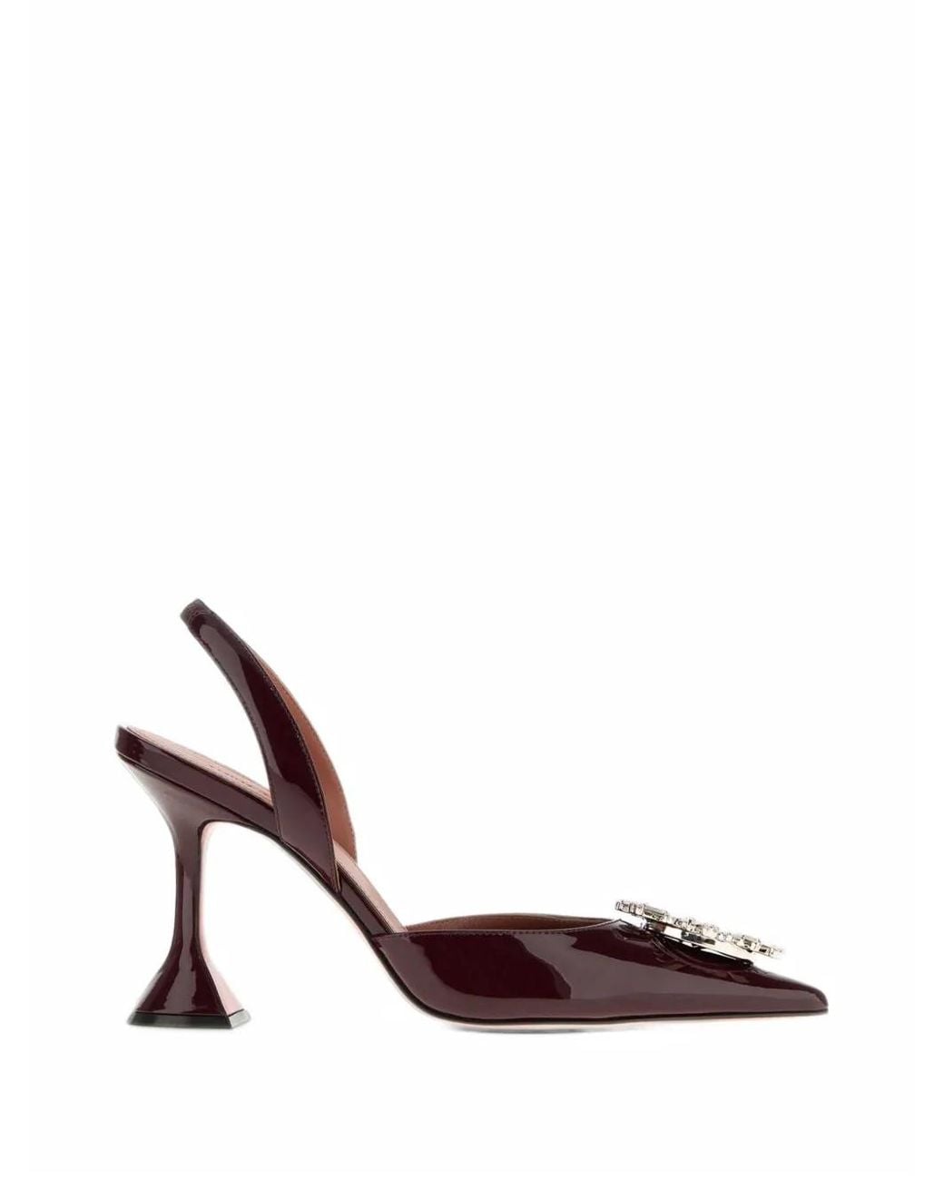 AMINA MUADDI Red Begum Sling 95 Merlot Patent Pumps