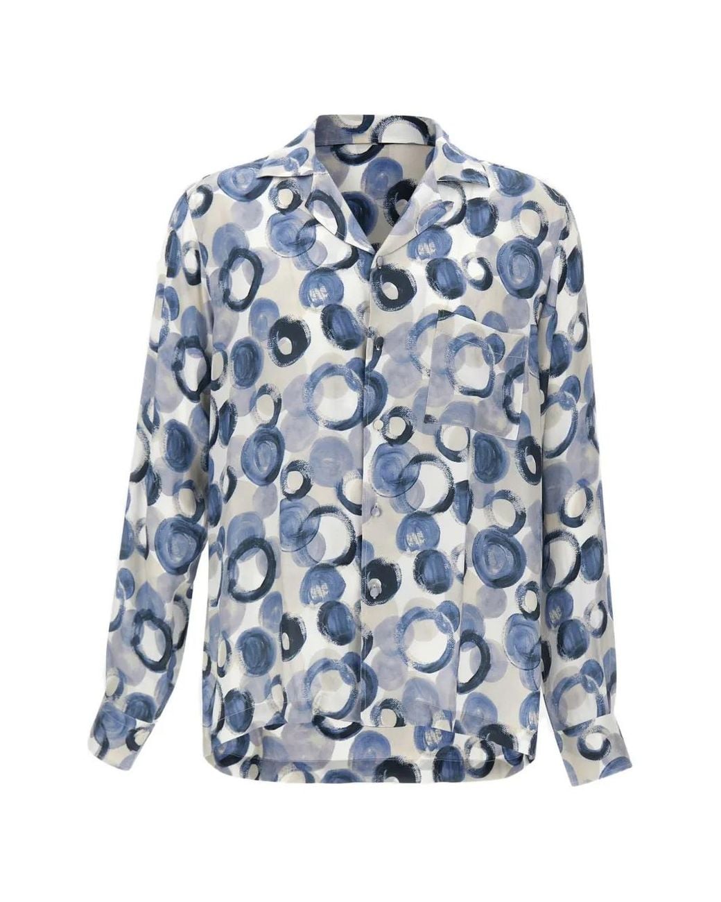 Tagliatore Blue Island Cuban-Collar Shirt for men