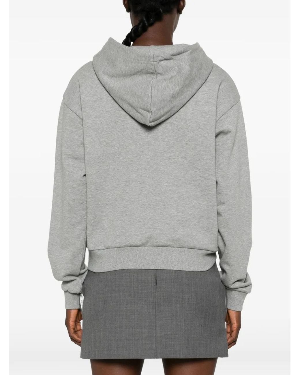 ShuShu/Tong Gray Bow-Detail Logo-Print Hoodie