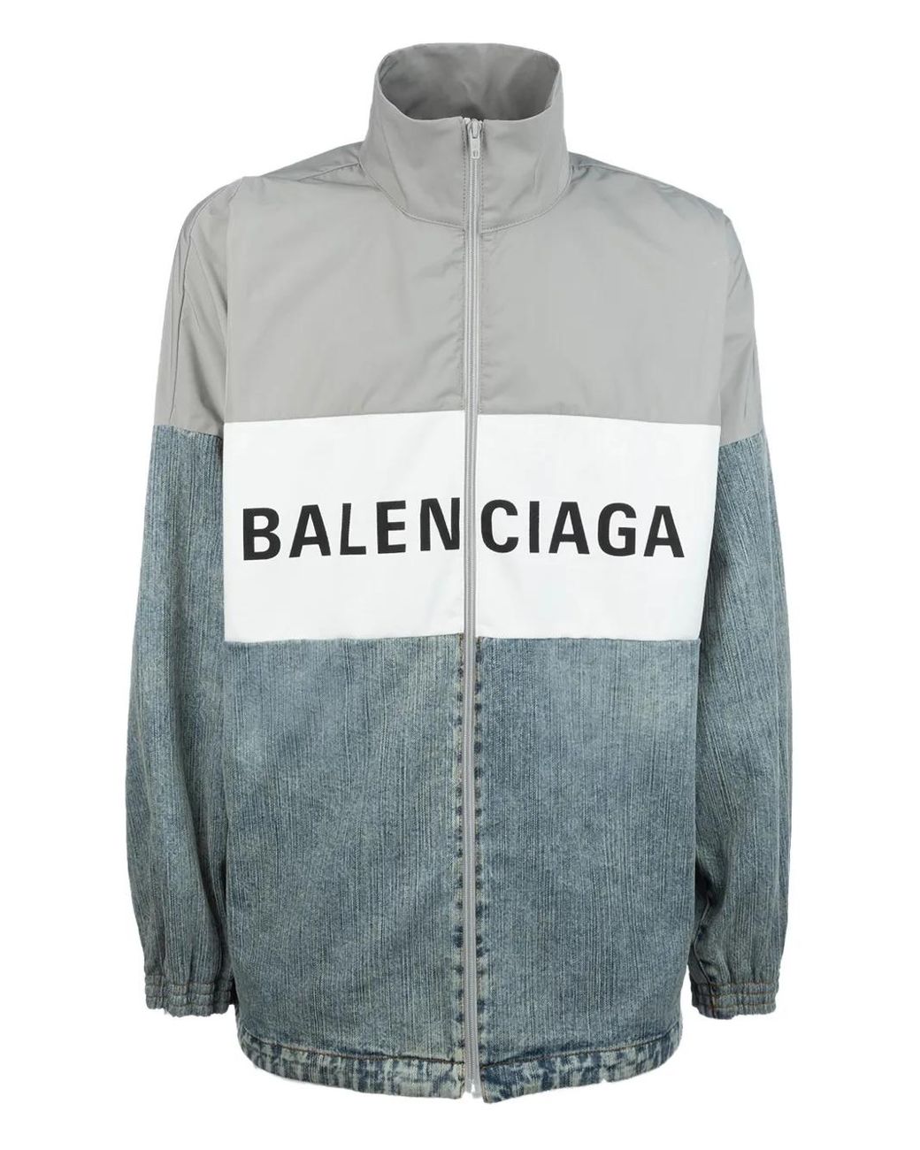 ジャケット・アウター BALENCIAGA color block jacket balenciaga-grey-Logo-Printed-